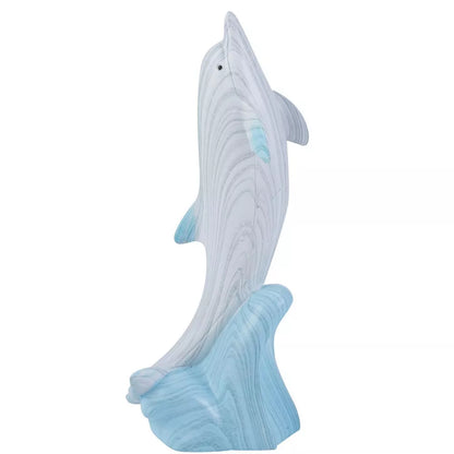 Juego de dos figurillas de delfines con base de ola