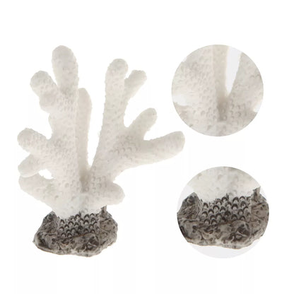 Pequeño adorno de coral artificial blanco para acuario