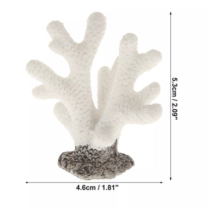 Pequeño adorno de coral artificial blanco para acuario