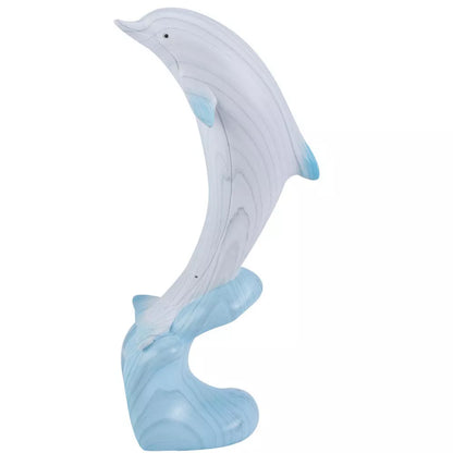 Juego de dos figurillas de delfines con base de ola