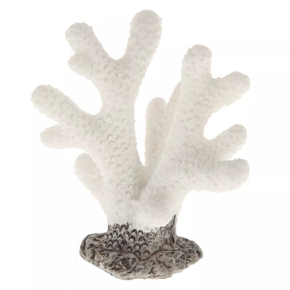 Pequeño adorno de coral artificial blanco para acuario