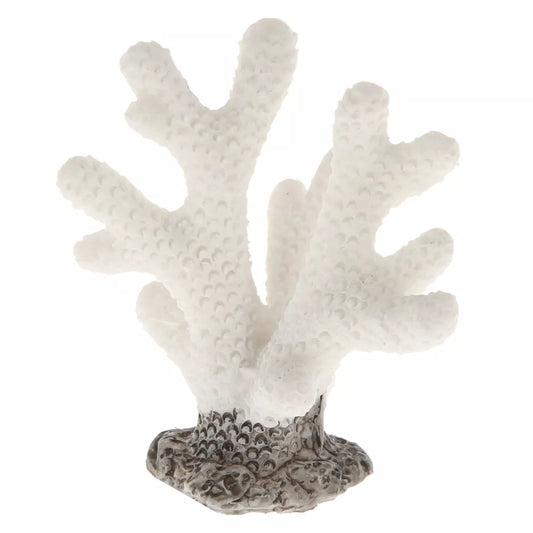 Pequeño adorno de coral artificial blanco para acuario